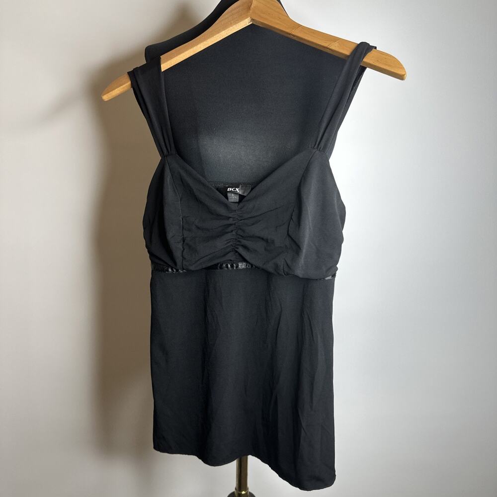 Y2K BCX Black Babydoll Tank Top L Ruched Sweetheart Cami Grunge Goth Witchy EUC - Picture 10 of 10